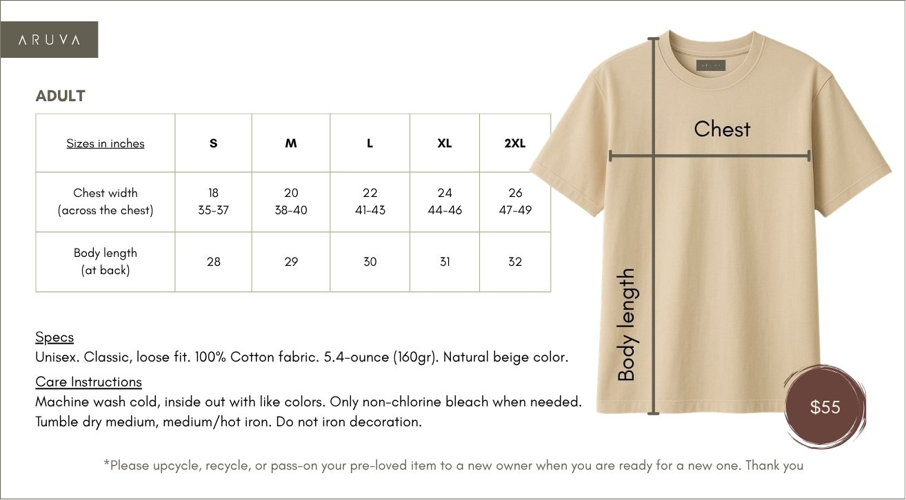 ARUVA_Adult_T-shirts_specs and sizes